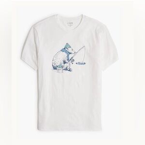 NWOT Men’s Ice Fishing Polar Bear White Graphic Tee Size Small Style CD879